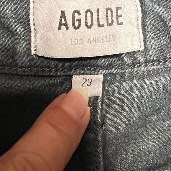 Agolde Washed Black Riley High Waisted Straight Leg Crop Jeans Sz 23 - Picture 8 of 11